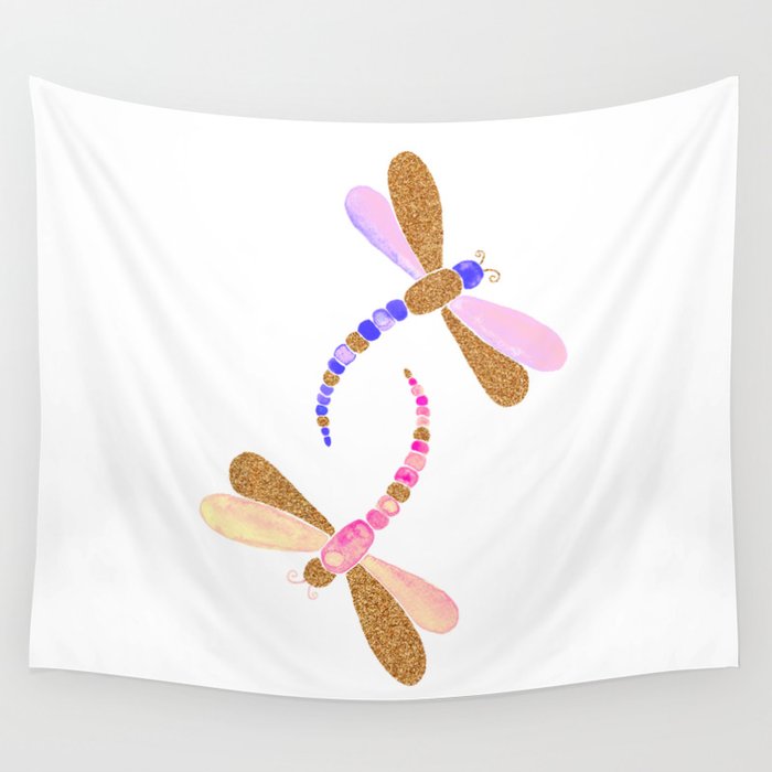 Pink and very peri dragonflies Wall Tapestry