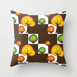 Multicolor autumn tree pattern Throw Pillow