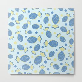 Marine pattern with fish Metal Print