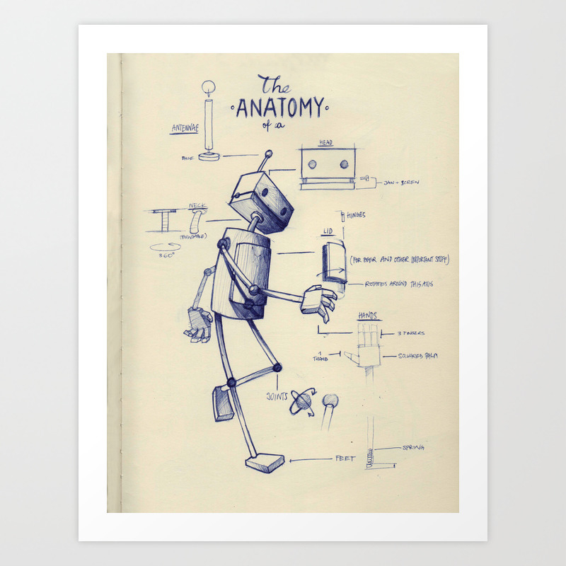 The Anatomy Of A Robot Art Print - 