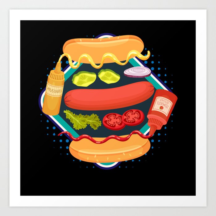Hot Dog Kit Fast Food Sausage Art Print