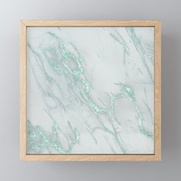Marble Love Mint Metallic Framed Mini Art Print