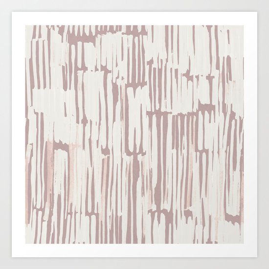 Simply Bamboo Brushstroke Lunar Gray on Clay Pink Art Print