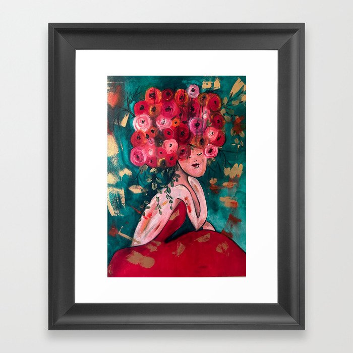 red dress Framed Art Print