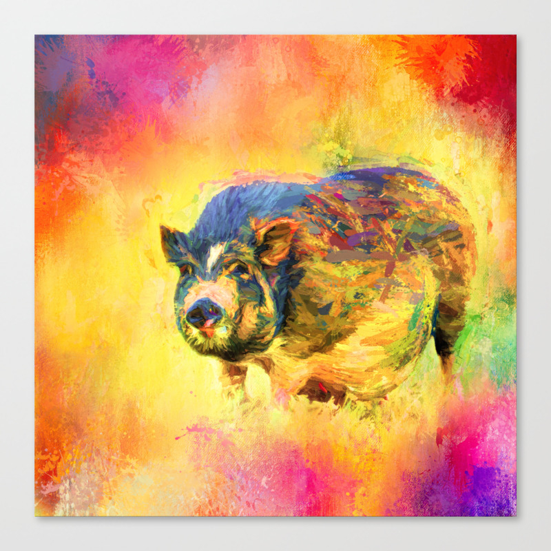 Jazzy Pig Colorful Animal Art By Jai Johnson Canvas Print By