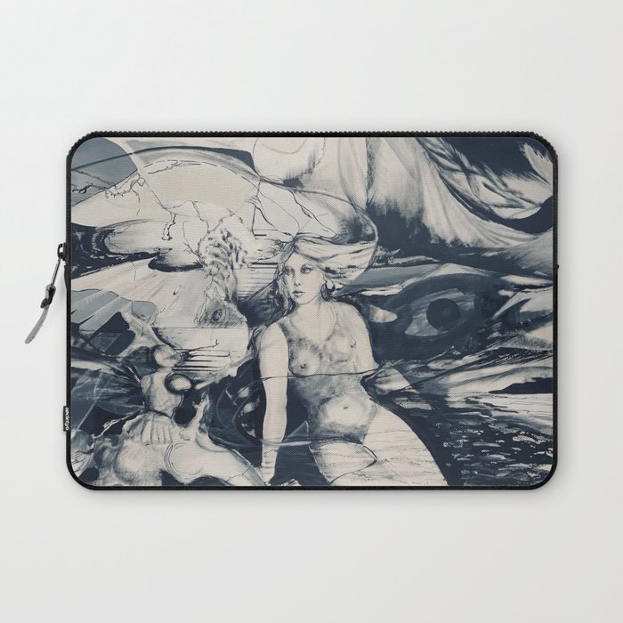 Wonderful Woman On Black And White Abstract Canvas Laptop Sleeve