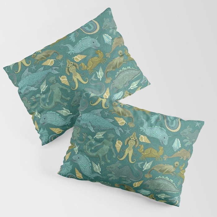 Deepsea Cryptids in Sea Green Pillow Sham