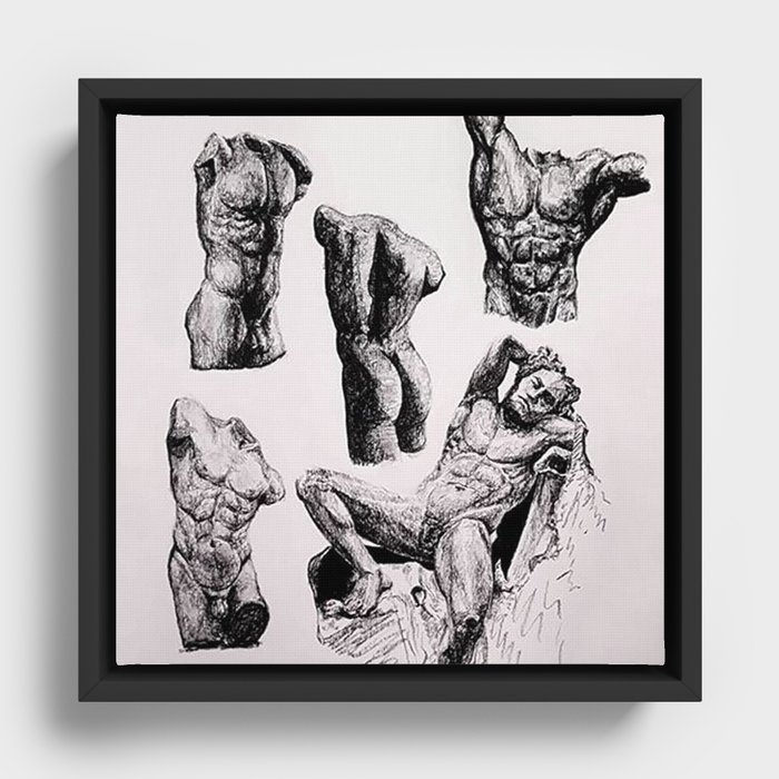 Statue Study Framed Canvas