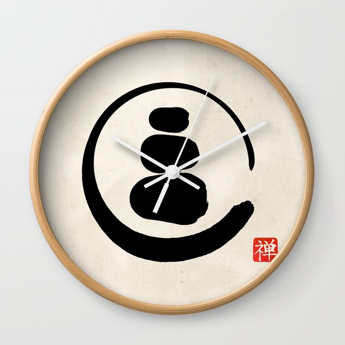 Zen Enso Circle and Zen stones Wall Clock