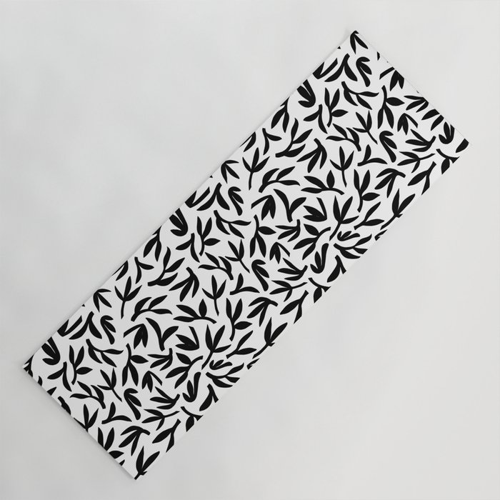 White And Black Bamboo Leaves Yoga Mat By Nickip Society6