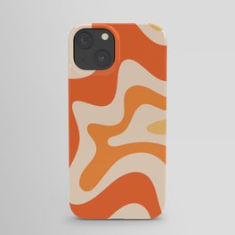 Retro Liquid Swirl Abstract Pattern Square Tangerine Orange Tones iPhone Case
