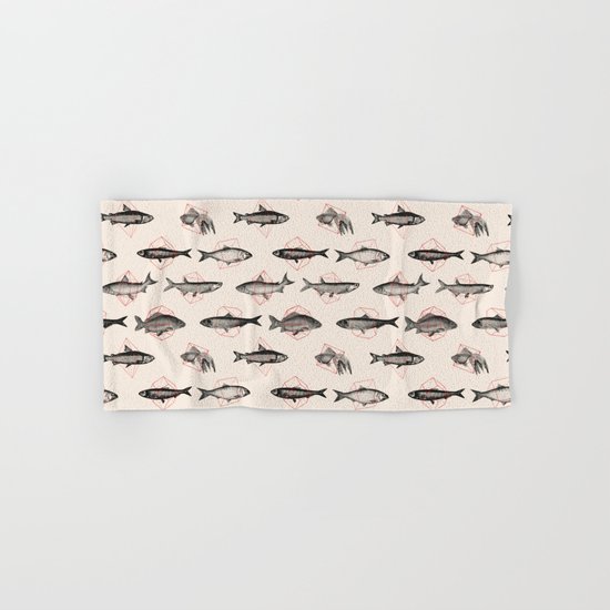 Fishes In Geometrics (Red) Hand & Bath Towel