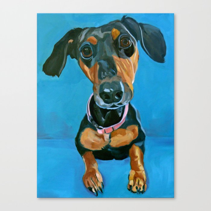 Sassy the Dashchund Dog Portrait Canvas Print