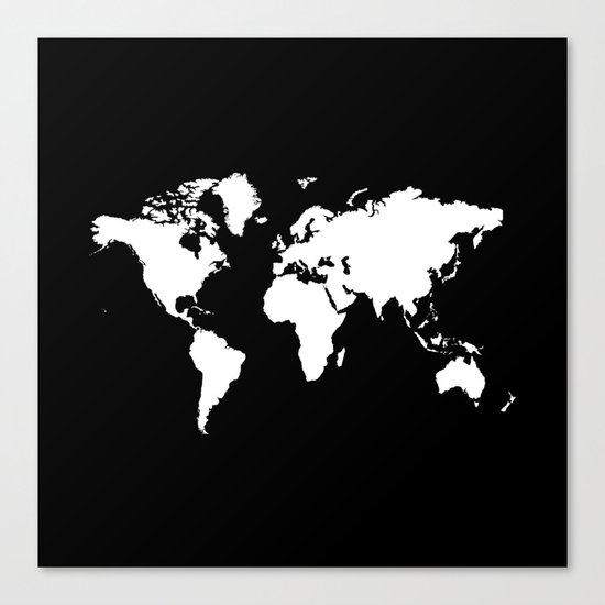 Black white world map Canvas Print