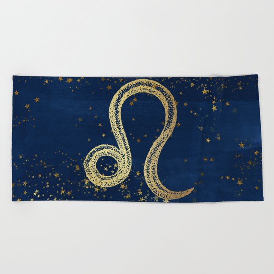 Leo Zodiac Sign Beach Towel