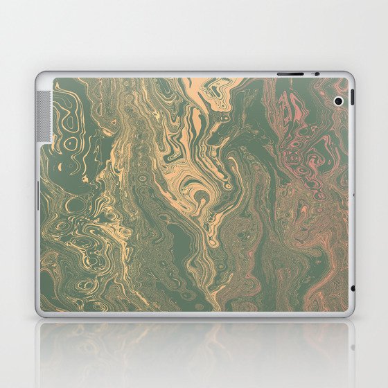 Marble Green and Gold Accent Laptop & iPad Skin