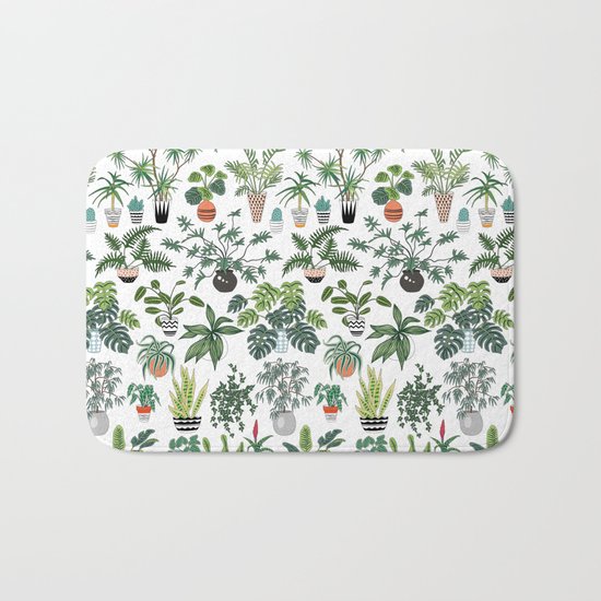 plants and pots pattern Bath Mat