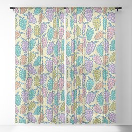 JUICY GRAPES FRESH RIPE FRUIT in BRIGHT SUMMER COLORS ON CREAM Sheer Curtain