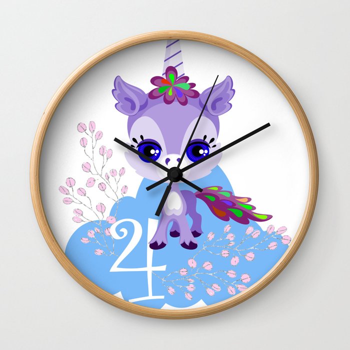 Unicorns Child Birthday Party Cute Cuddly Shirt Gift Wall Clock
