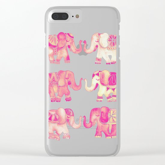 Pink Elephants Clear iPhone Case