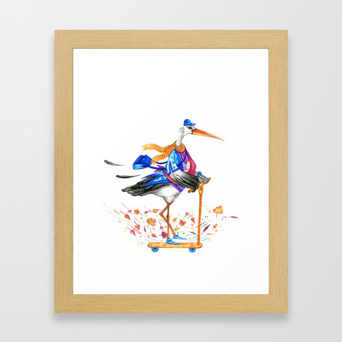 Delivery stork Framed Art Print