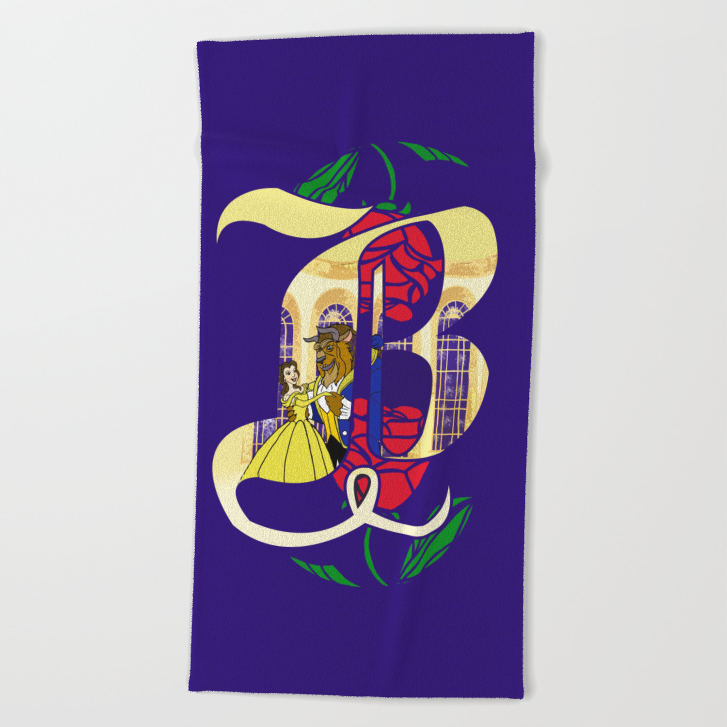 beauty and the beast beach towel