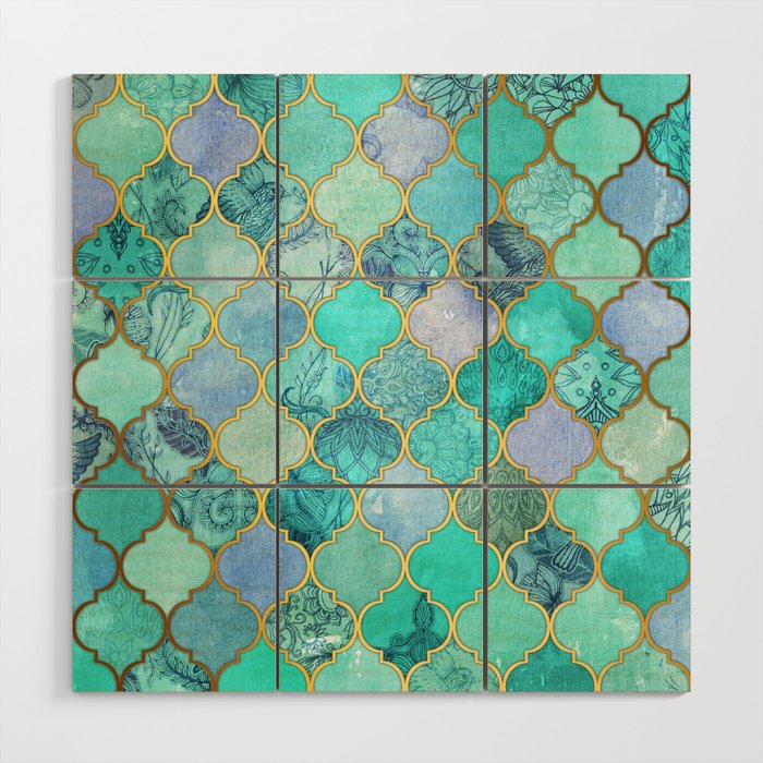 Cool Jade Icy Mint Decorative Moroccan Tile Pattern Wood Wall Art By Micklyn Society6