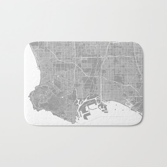 Los Angeles map grey Bath Mat