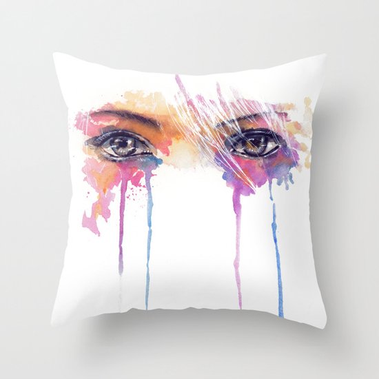 Rainbow Tears Throw Pillow