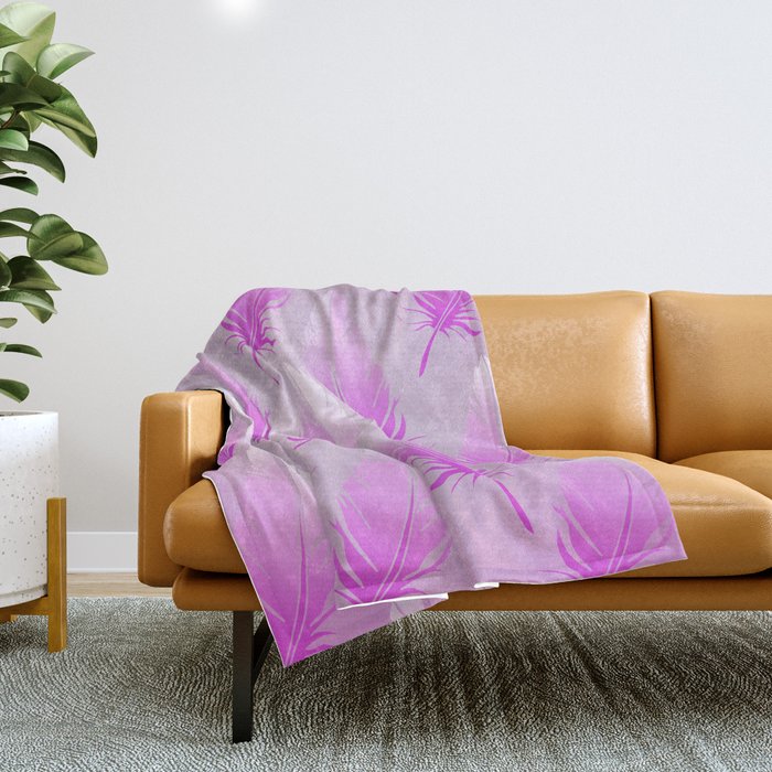 Delicate Feathers (pink on pink) Throw Blanket