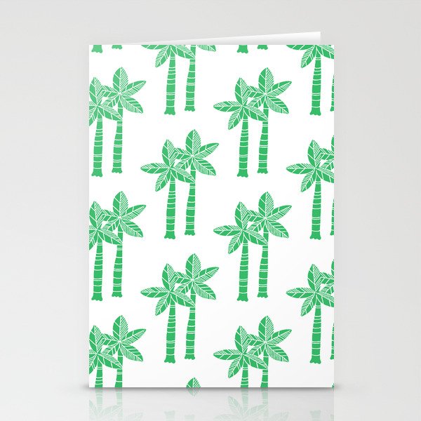 Palm Tree Pattern Green 3 Stationery Cards