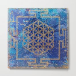 Flower of Life Metal Print | Oil, Acrylic, Swarovski, Sacredgeometry, Mandala, Modern, Art, Floweroflife, Painting 