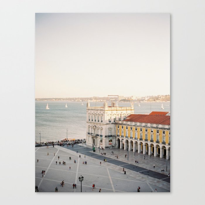 Travel photography “Lisbon Sunset Views” | Modern wall art Portugal Lisbon coast white tones summer Canvas Print