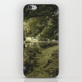 /// Hidden Worlds /// Landscape photograph taken under the lush green trees of a quiet creekside iPhone Skin