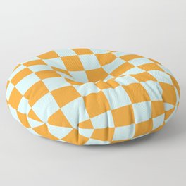Trendy Checkerboard Baby Blue + Orange Floor Pillow