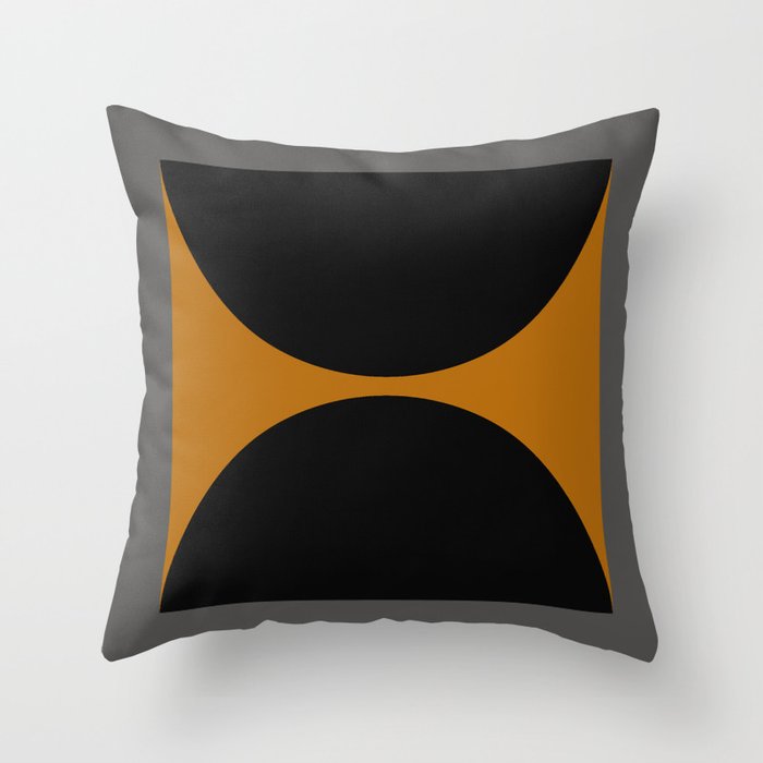 Black and Gray Gradient with Gold Squares and Half Circles Digital Illustration - Artwork Throw Pillow