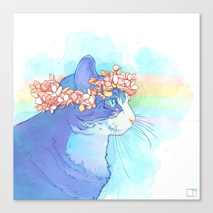 Cat With Flower Crown Canvas Print By Phazed Society6