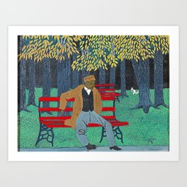 African American Masterpiece 'Man on a Bench' by Horace Pippin Art Print
