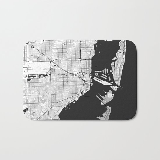 Miami Map Gray Bath Mat