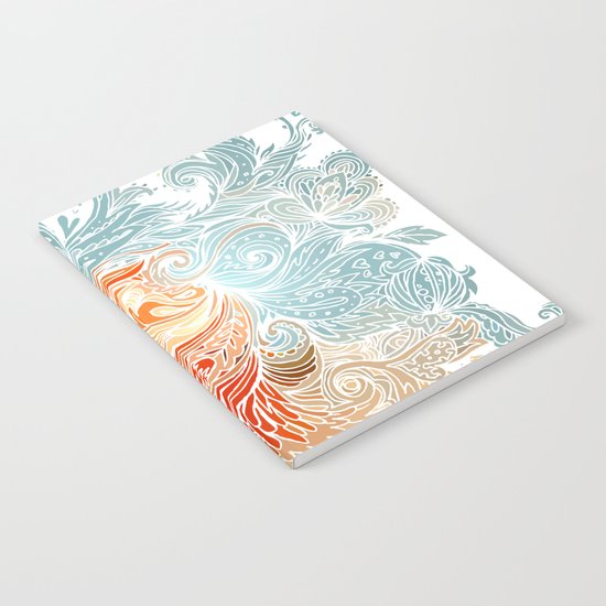 Light Blue Floral Indian Pattern Notebook