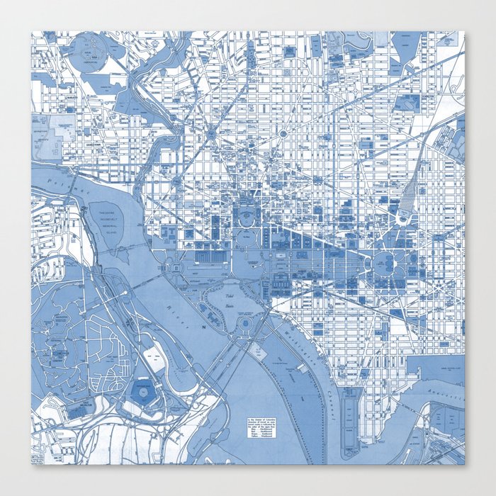 Washington DC Map Canvas Print