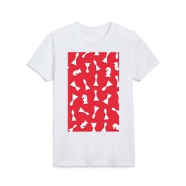 Chess White Pieces Art Print On Red Background Pattern Kids T Shirt