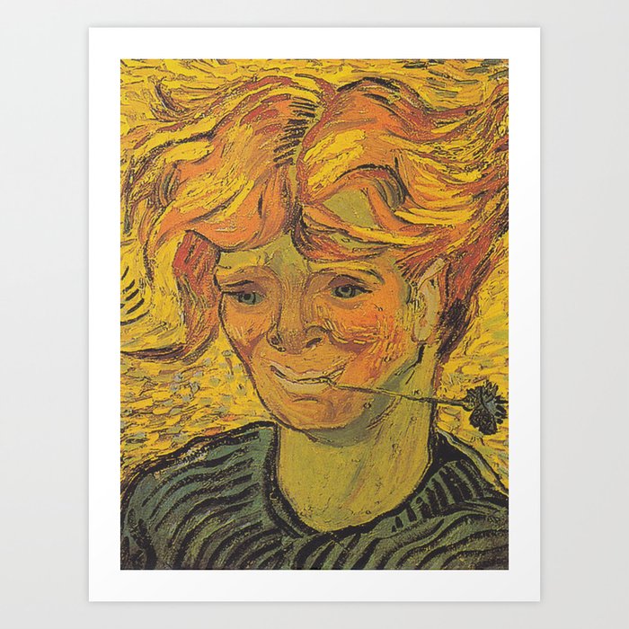 Vincent Van Gogh Portrait of a Young Man with Cornflower 1890 Art Print
