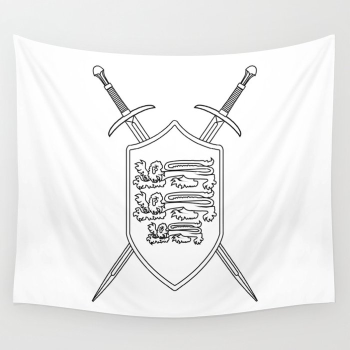 Crossed Swords and Shield Outline Wall Tapestry