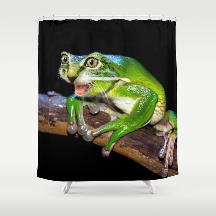 Crog Cat Frog Hybrid Shower Curtain by Random Galaxy