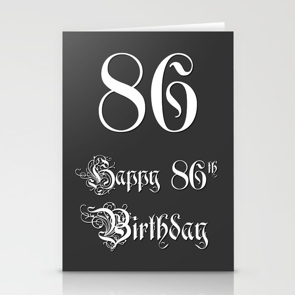 Happy 86th Birthday - Fancy, Ornate, Intricate Look Stationery Cards
