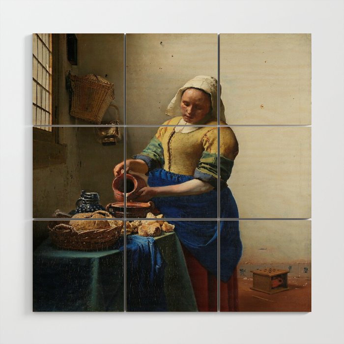 Johannes Vermeer - The Milkmaid ,1657–1658 Wood Wall Art