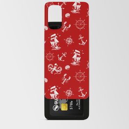 Red And White Silhouettes Of Vintage Nautical Pattern Android Card Case
