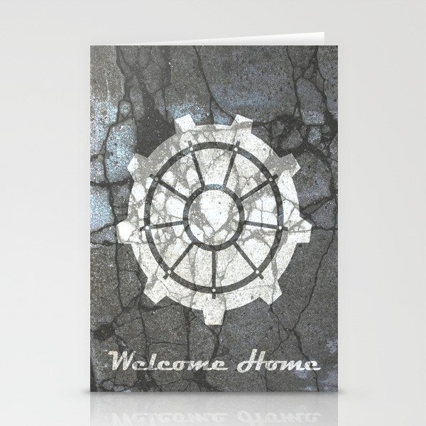 Fallout inspired welcome home, vault door, print, poster, wall art, neutral Stationery Cards