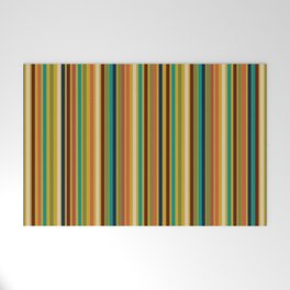 Joseph Stripes Vertical - Mid Century Mod Stripe Pattern in Teal, Olive, Maroon, Navy, Orange, and Mustard Welcome Mat